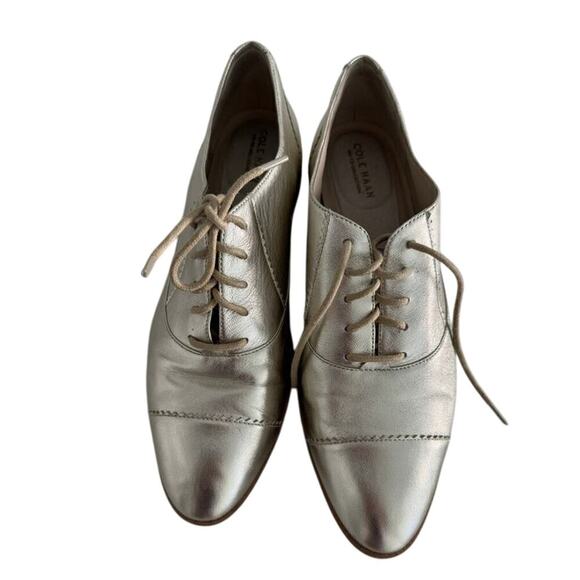 Cole Haan Shoes - Cole Haan Arden Oxford Sz 9 Soft Gold Metallic Leather Lace-Up Shoes